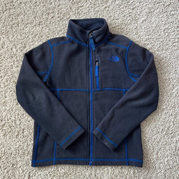 The North Face Boys Blue Fleece Jacket Full Zip Sz S (7/8) - Picture 1 of 7